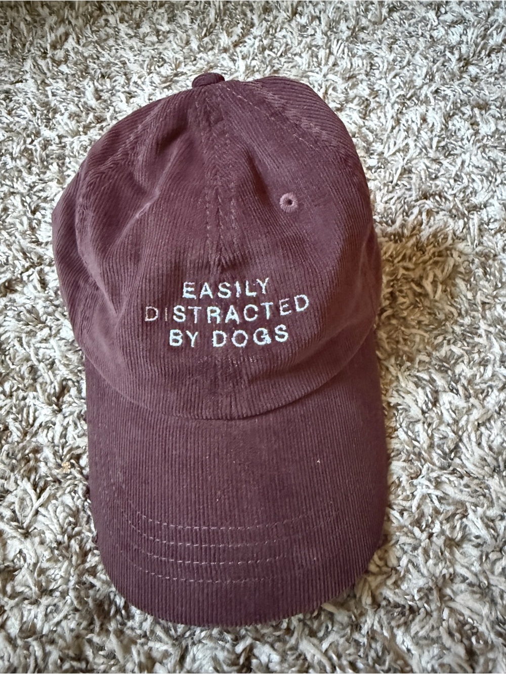 Easily Distracted By Dogs Corduroy dad hat Cap -brown o/s